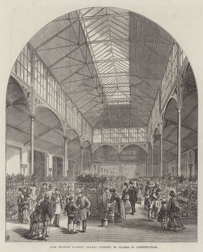 Det nye blomstermarked, Covent Garden, under opførelse af Frank Watkins